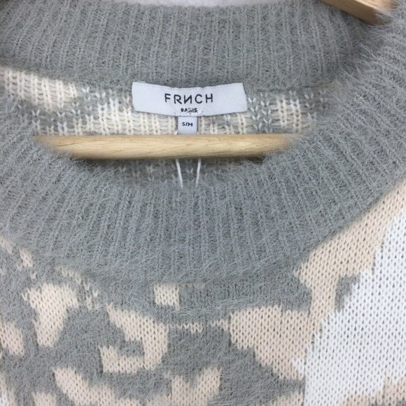 FRNCH Pink Grey Camo Print Oversized Crew Neck Sweater Size Small/Medium - Picture 7 of 7